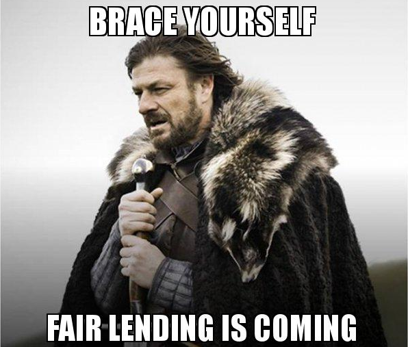 Robert Stark holding a sword, with text that says "Brace yourself, fair lending is coming."