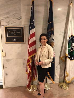 Hunt outside Hatch's office