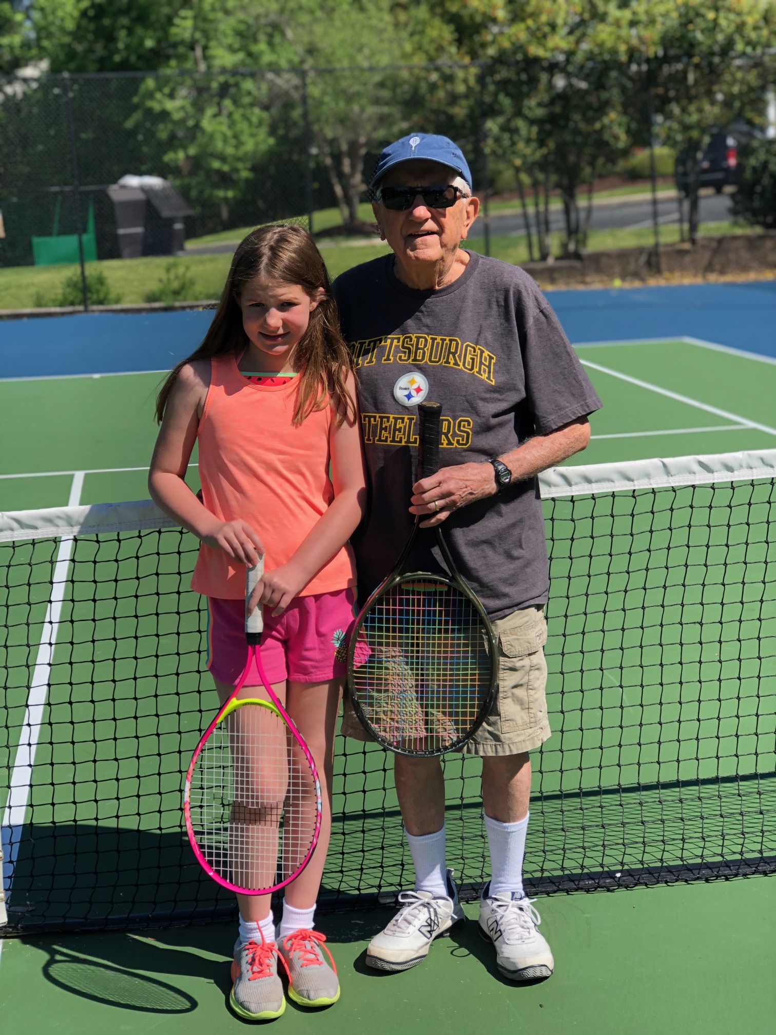 Grandpa and Kate playing tennis