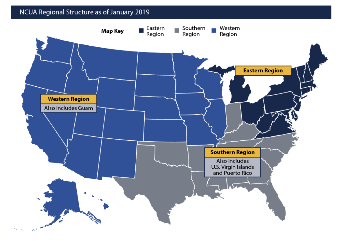 Map of NCUA regions