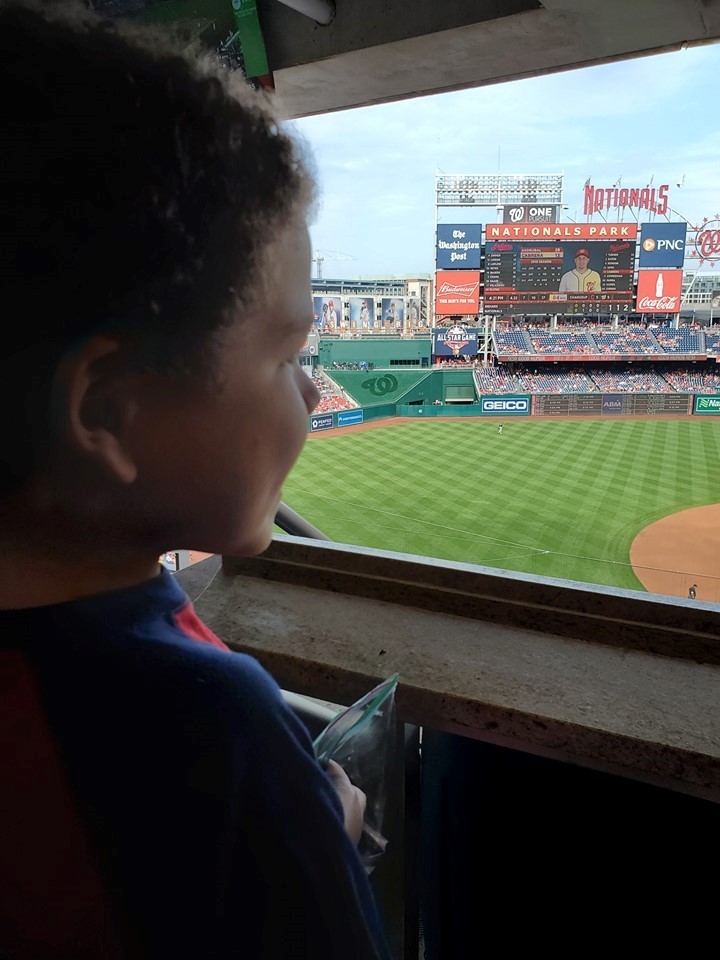 Young child at a baseball game