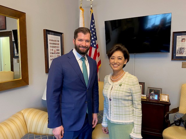 NAFCU Associate Director of Legislative Affairs Lewis Plush with Rep. Young Kim, R-Calif.