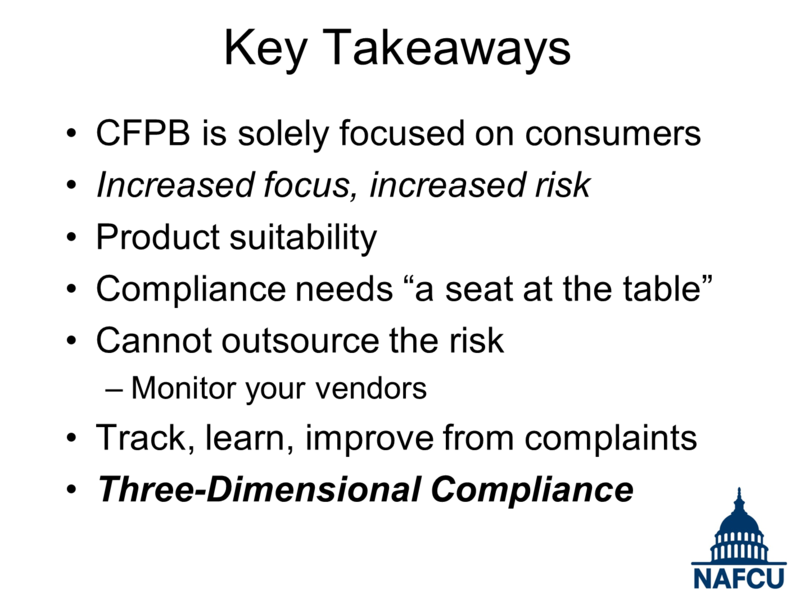 Key Takeaways from NAFCU CFPB Presentation - Board of Directors Conference